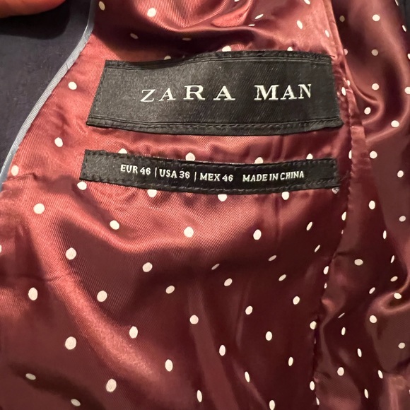 Mens Zara suede blue blazer size 36 - Picture 2 of 3